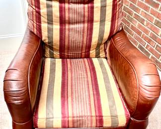 Leather striped upholstered chair