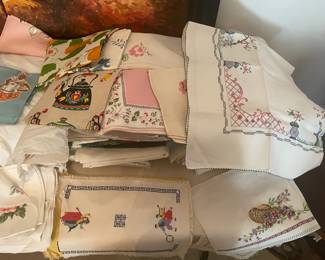 vintage linens and embroidered 