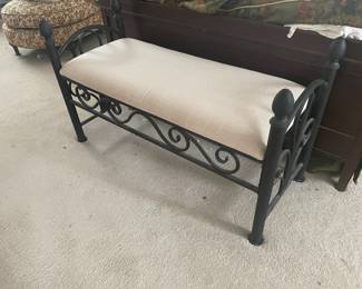 black wrought iron bench settee