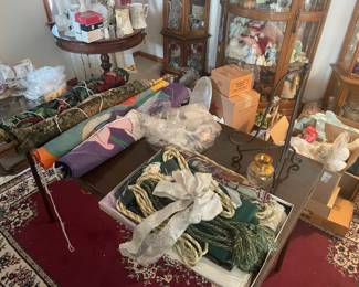 lots of tapestrys and wall hangings, crafting