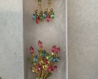 rhinestone jewelry set vintage Austria likely 