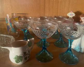 beautiful turquoise sherbet glasses Tiffan Fransiscan
