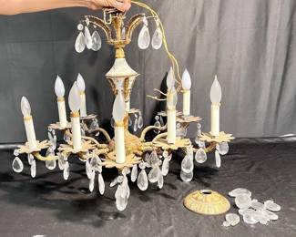 Brass Tone Metal Chandelier