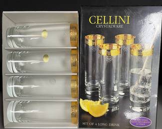 Cellini Crystal Ware Set Of 4 Long Drink Glasses