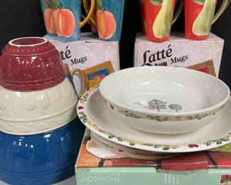 Mug Sets, Bird House Serving Set and Mixing Bowls