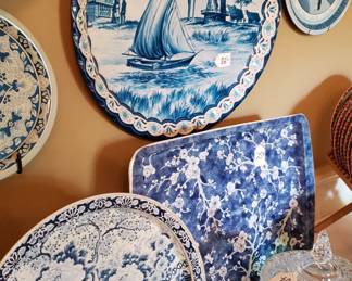 Blue/White plates, trays