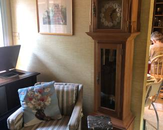 Pair of chairs grandfather clock 