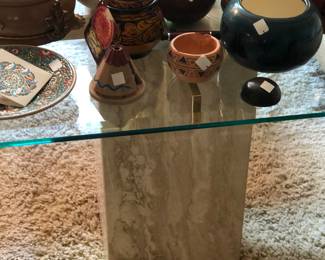 Marble glass top table 