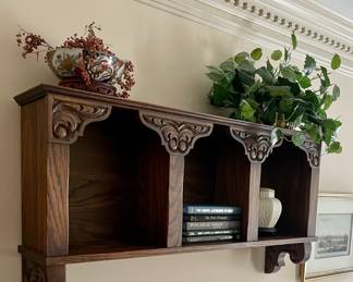 Hand carved wooden bookshelf