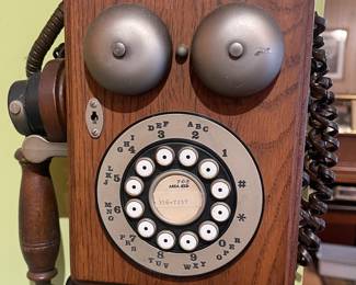 Antique Vintage Western Electric Walnut Wood Wall Telephone