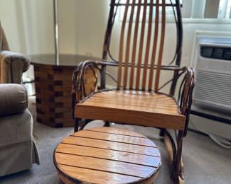 Rustic Hickory and Oak Bentwood. Rocker and stool.   Side table also available.  
