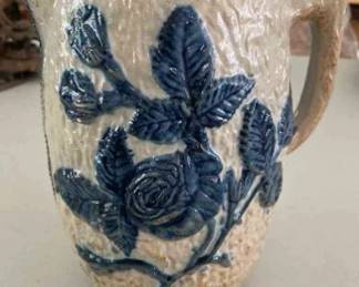 Vintage Clay Pitcher with floral motif