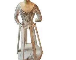 Santos Cage doll 

From the Estate of Sonia Rivelli a prominent art collector from Beverly Hills. Mrs. Rivelli curated an extensive antique store on Rodeo Drive, Wallace & Jiavis Antiques. This piece comes from her private collection of various cultural and historical pieces. This piece is Often found in Portuguese or Spanish communities, these dolls were used in Catholic religious processions and were often elaborately dressed in beautiful gowns and topped with golden crowns. These dolls would occupy a place of prominence in the home of a wealthy person or chapel. The Santos Dolls are created in the image of Christ, the Virgin Mary and the patron saints and the reproductions are hand carved and painted. 