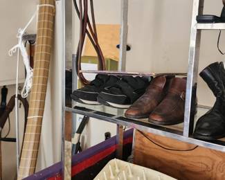 vintage mens shoes in garage