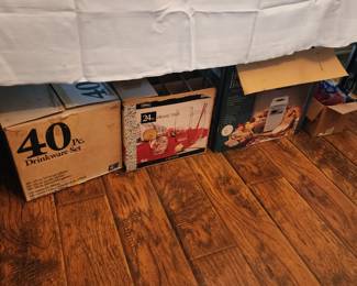 kitchen items still in boxes