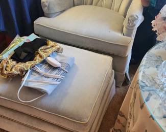 velvet chair and ottoman
