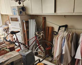 mens clothing in garage