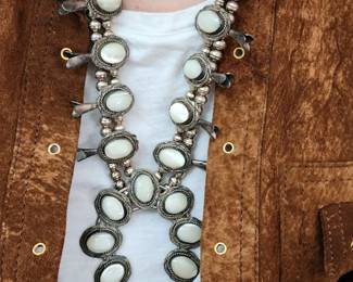 Mother of pearl Squash Blossom necklace, old Pawn