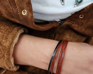 coral and onyx bangle bracelets