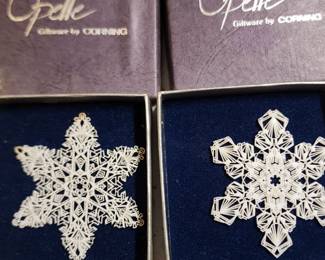 Corning snowflake ornaments