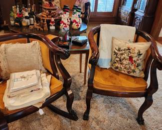 velvet chairs and settee