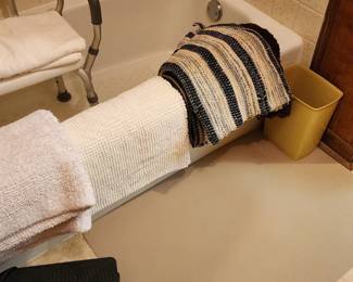 bathroom items and rugs