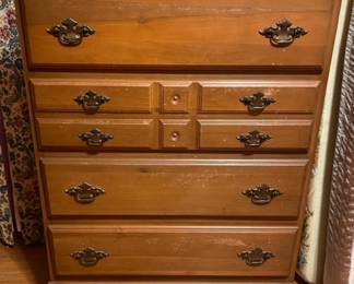 4 drawer chest (maple)  30"W x 17"D x 39"H     Matching double bed (headboard/footboard/rails) and 6 drawer dresser w/mirror available