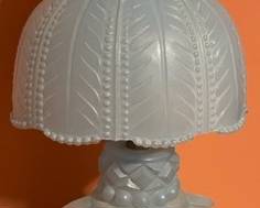 Blue Art Deco boudoir lamp.  One perfect, second has a broken shade.  Sold as a pair