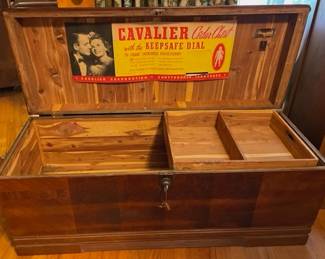 1940s waterfall front Cavalier cedar chest 47 1/4"L x 19" H x 18 1/2" D