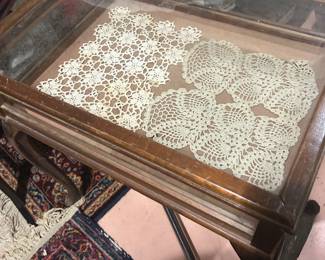 Glass display tables