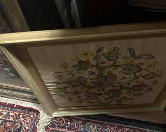 Vintage framed hand embroidery 