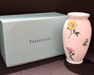Tiffany Co Sintra White Floral Porcelain Vase