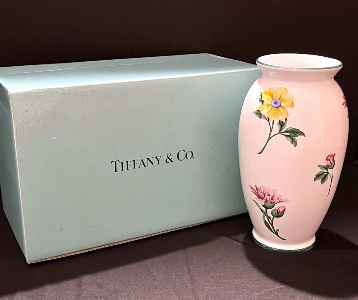 Tiffany Co Sintra White Floral Porcelain Vase