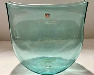 Vintage Blenko Handmade Teal Glass Vase