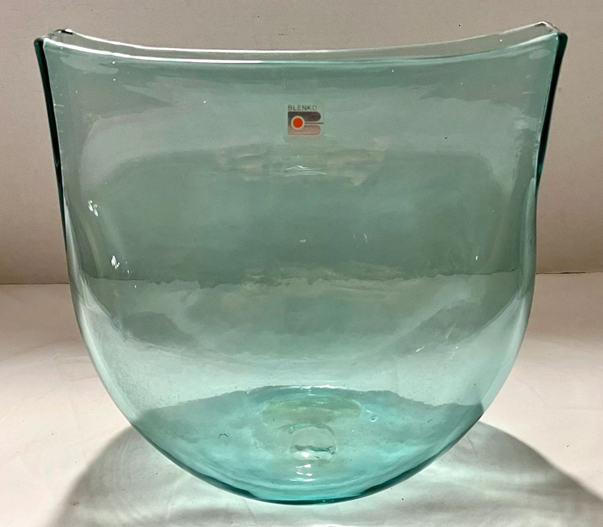 Vintage Blenko Handmade Teal Glass Vase