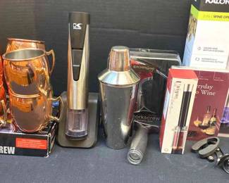 Wine Openers, 8 Copper Mugs, And Shaker 