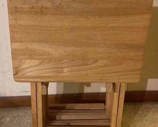 Wooden Dinner Trays W Stand 
