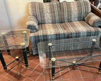 Striped Flexsteel Couch Glass Top Tables