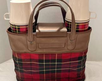 Vintage 1960s Double Thermos Lunch Bag