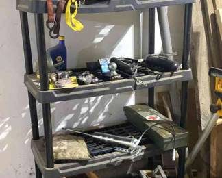 Plastic Shelving Unit, Car Jacks, Ball Hitch, and More 