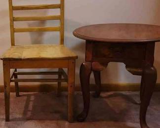 Queen Ann Style Side Table And Chair