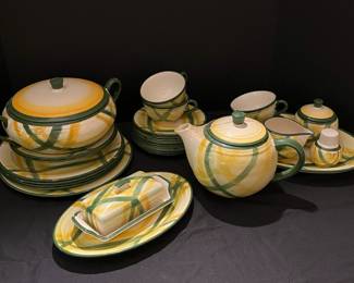 Gingham Hand Painted Vernonware Dishes