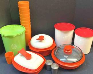 Green Tupperware Canister, 10 PackerWare Cups, Microwave Grill Pans, and More 