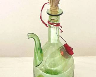 Italian Green Hand Blown Glass Wine Decanter