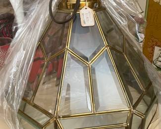 Brass & glass hanging lamp