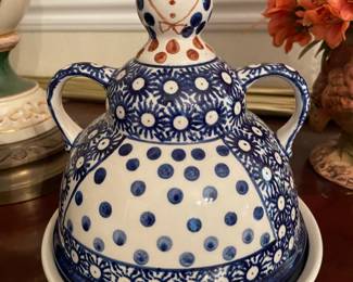 Boleslawiec Polish pottery cheese dish 