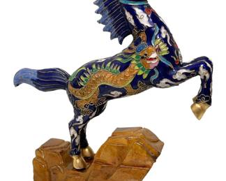 Vintage Chinese Cloisonné Enamel Horse Figurine
