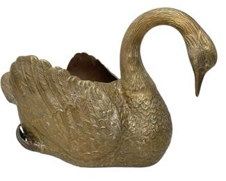 Vintage Brass Goose Planter