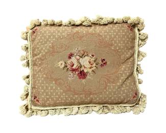 Vintage Floral Needlepoint Pillow