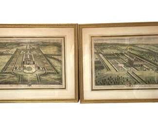 Pair of Johannes Kip Hand-Colored Engravings
